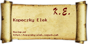 Kopeczky Elek névjegykártya